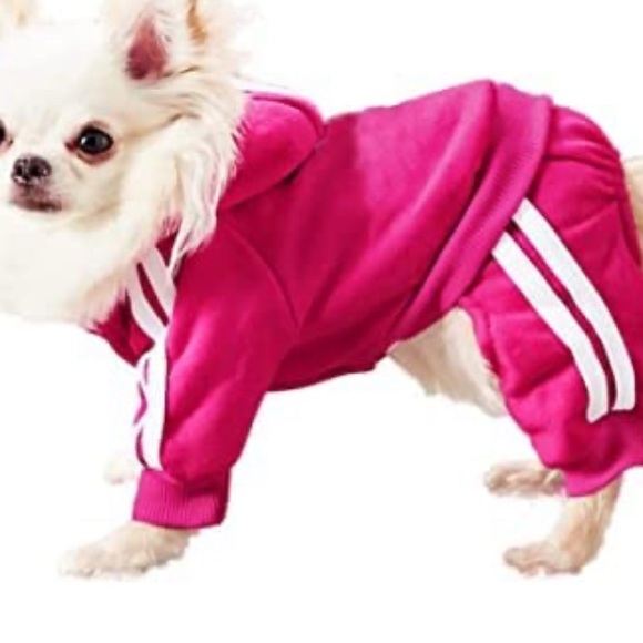 Red athletic hooded puppy tracksuit - Picture 3 of 13